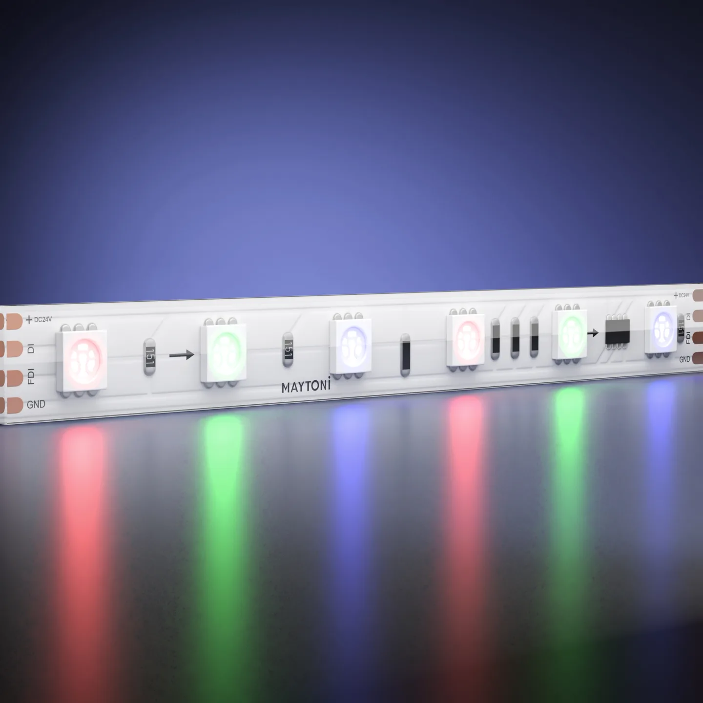 Led Strip Светодиодная лента 24В 5050 14,4Вт/м 5м IP 67 Адресная (SPI) Цветная (RGB) 201248 — главное фото товара