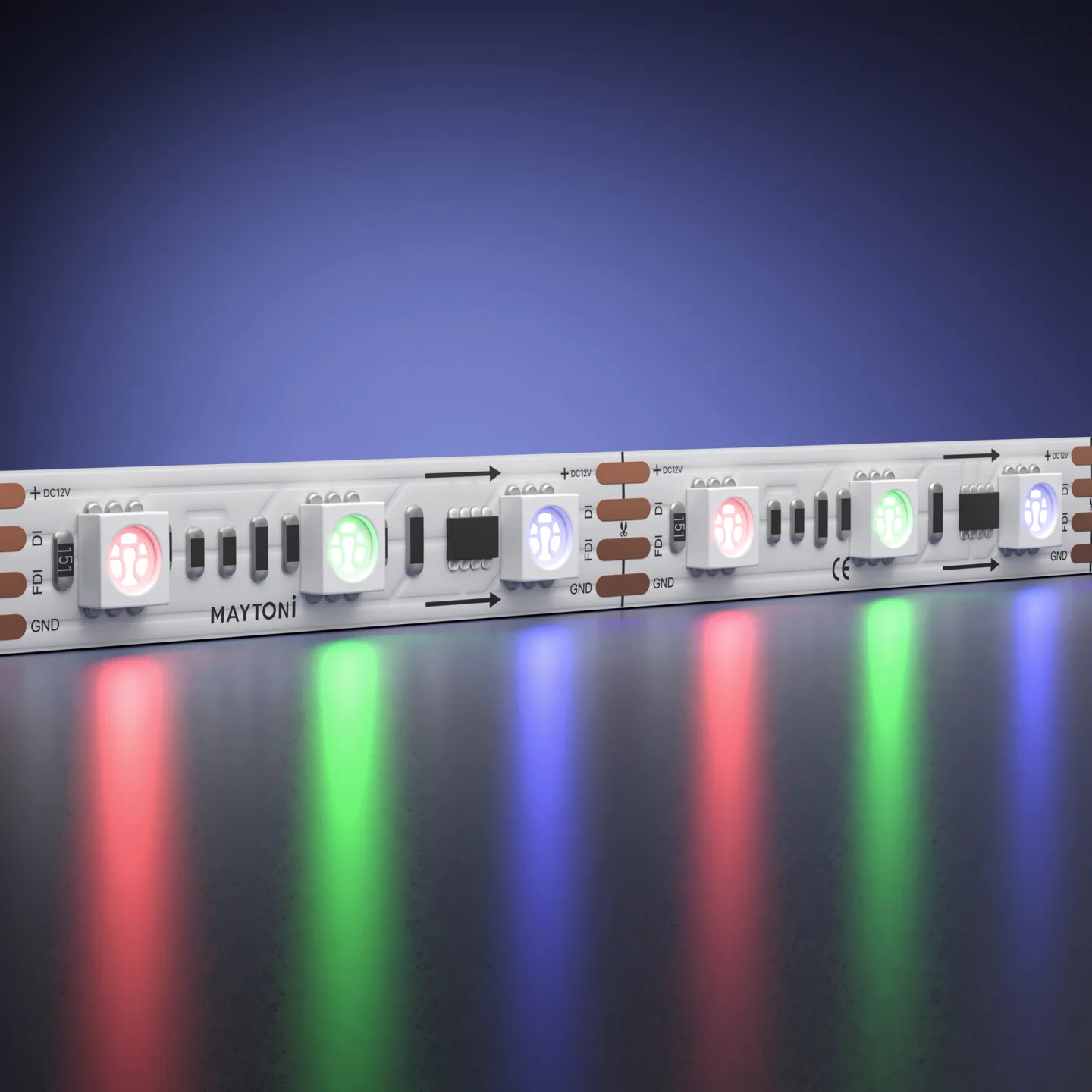 Led Strip Светодиодная лента 12В 5050 14,4Вт/м 5м IP 20 Адресная (SPI) Цветная (RGB) 201242 — главное фото товара