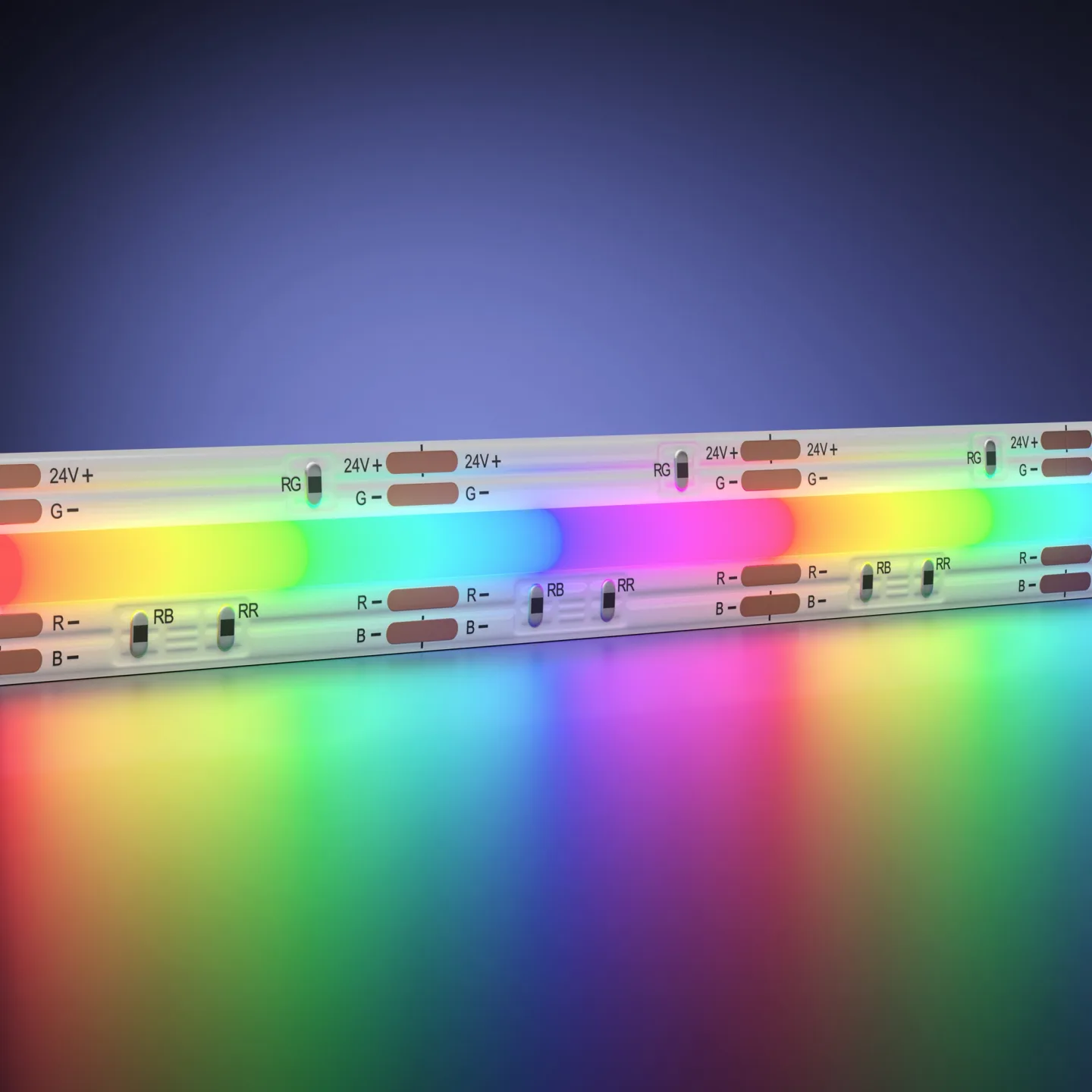 Led Strip Светодиодная лента Ультра 24В COB 14Вт/м Цветная (RGB) 5м IP 20 201217 — главное фото товара
