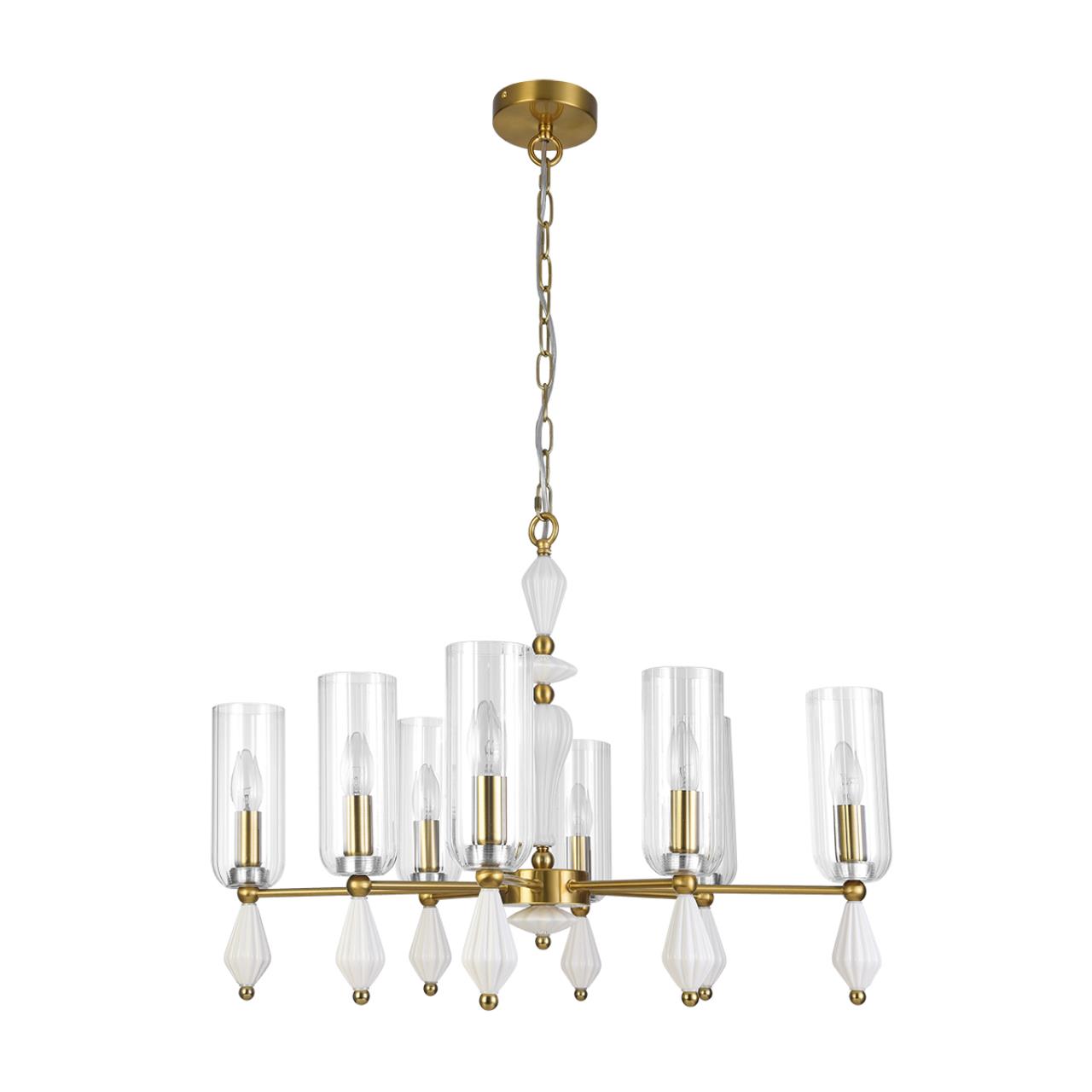 Lumion 8428/8 NEOCLASSI LN27 177 латунь/белый/прозрачный, металл/керамика/стекло Люстра подвесная E14 8*40W 220V GALANA — главное фото товара