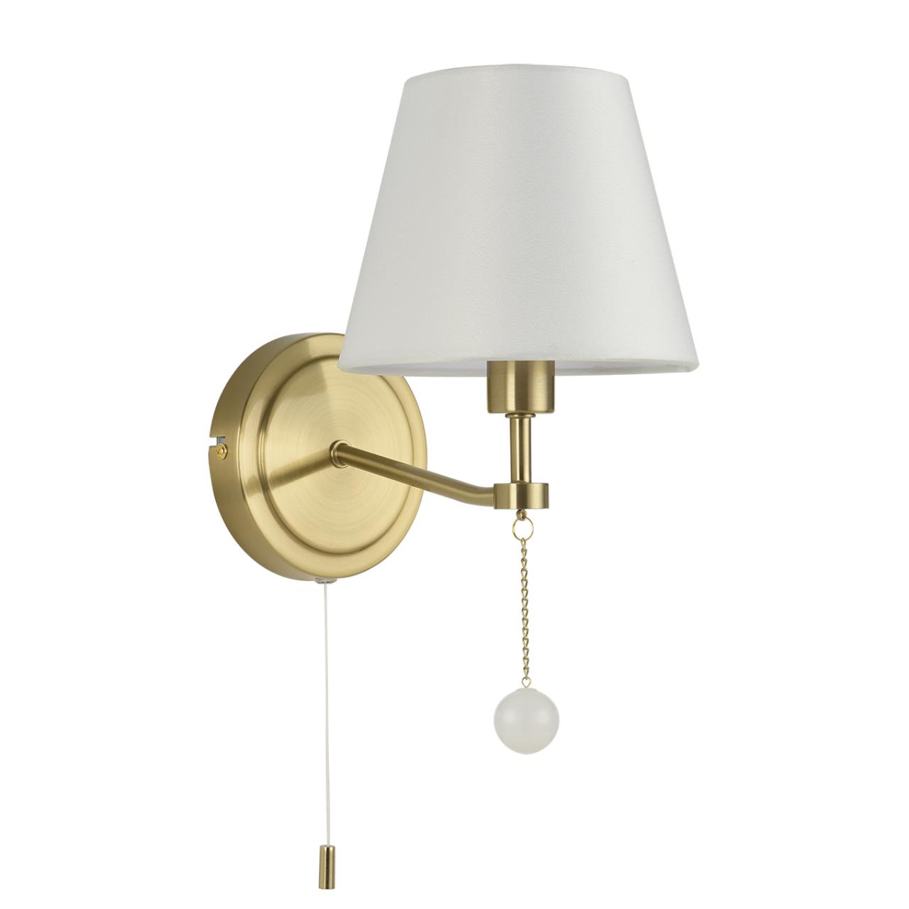 Lumion 8410/1W CLASSI LN27 034 латунь/белый, металл/стекло/текстиль Бра Е14 40W 220V SUT — главное фото товара