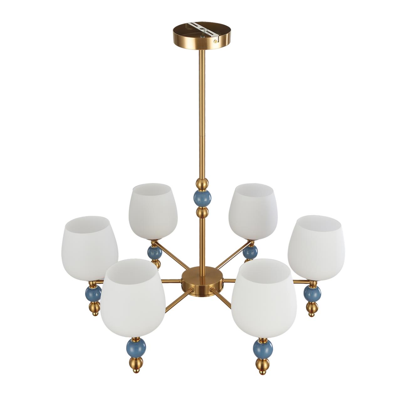 Lumion 8426/6C MODERNI LN27 173 бронза/белый/синий, металл/керамика/стекло Люстра потолочная E27 6*60W 220V LOLITA — главное фото товара