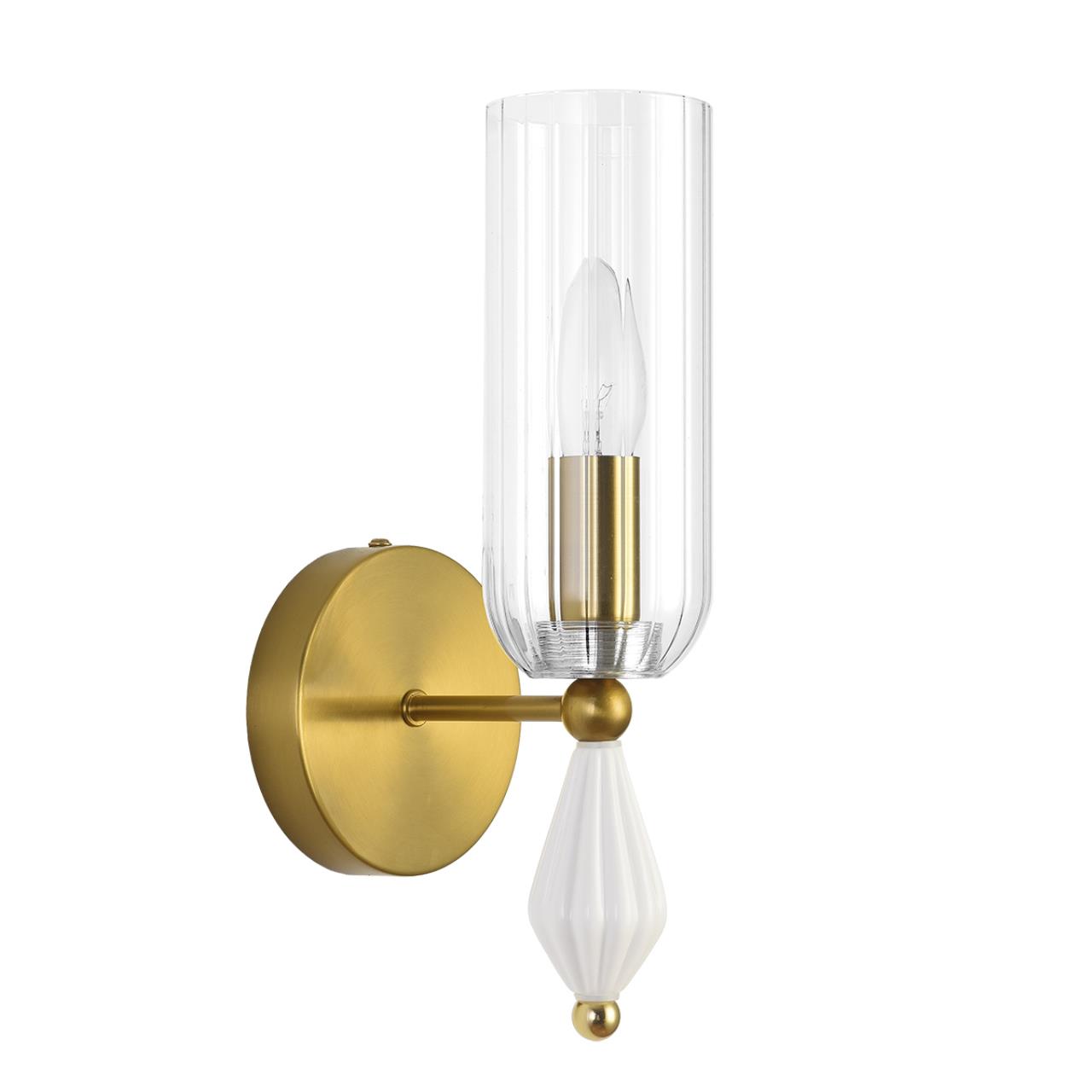 Lumion 8428/1W NEOCLASSI LN27 177 латунь/белый/прозрачный, металл/керамика/стекло Бра E14 1*40W 220V GALANA — главное фото товара
