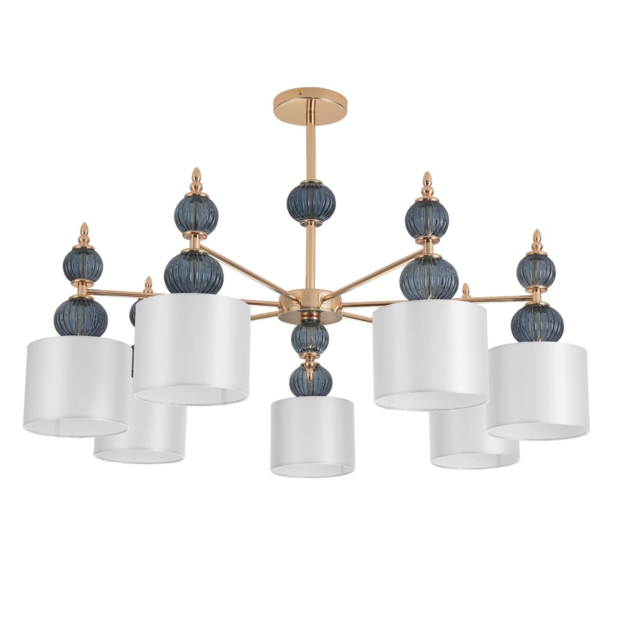 Lumion 8418/7 CLASSI французкое золото/серый, металл/текстиль Люстра E27 7*40W 220V MIKIMITO — главное фото товара
