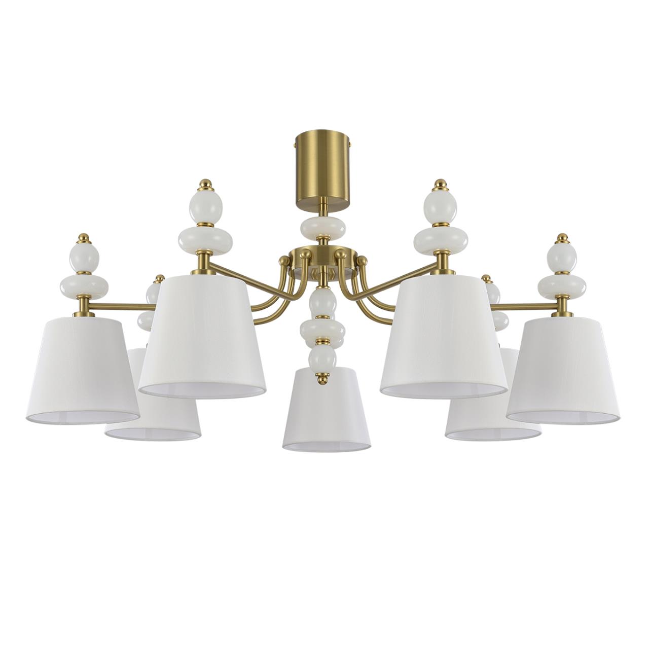 Lumion 8411/7C CLASSI LN27 037 латунь/белый, металл/стекло/текстиль Люстра потолочная Е14 7*40W 220V ANETA — главное фото товара