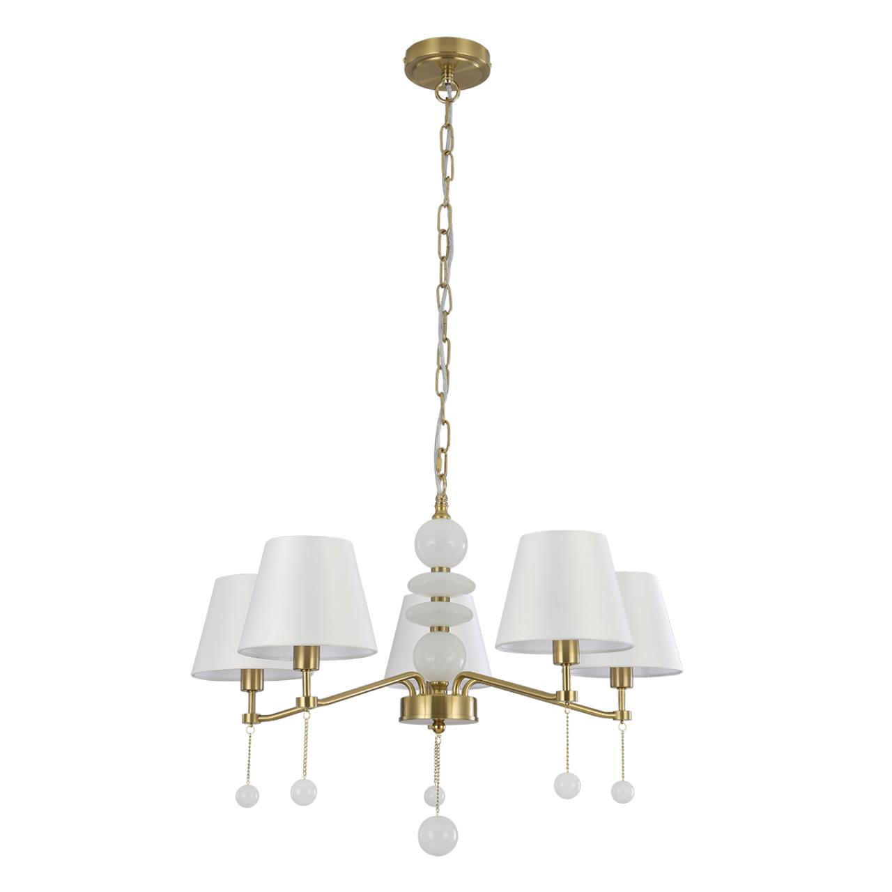 Lumion 8410/5 CLASSI LN27 035 латунь/белый, металл/стекло/текстиль Люстра подвесная Е14 5*40W 220V SUT — главное фото товара