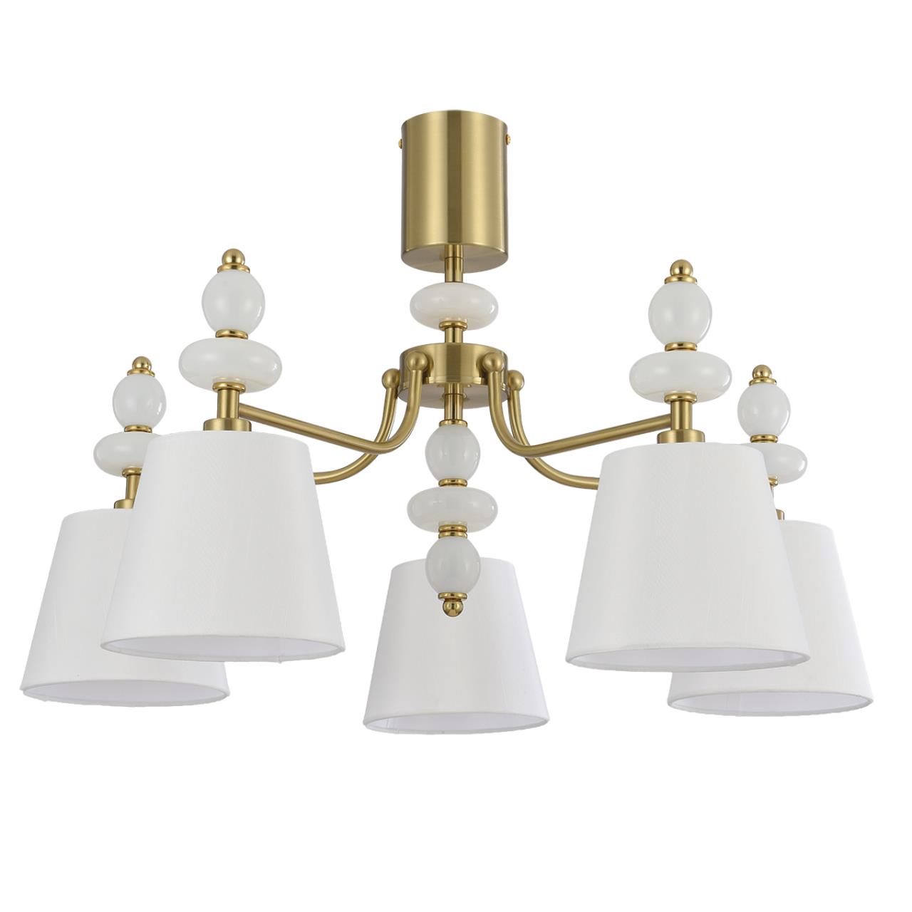 Lumion 8411/5C CLASSI LN27 037 латунь/белый, металл/стекло/текстиль Люстра потолочная Е14 5*40W 220V ANETA — главное фото товара