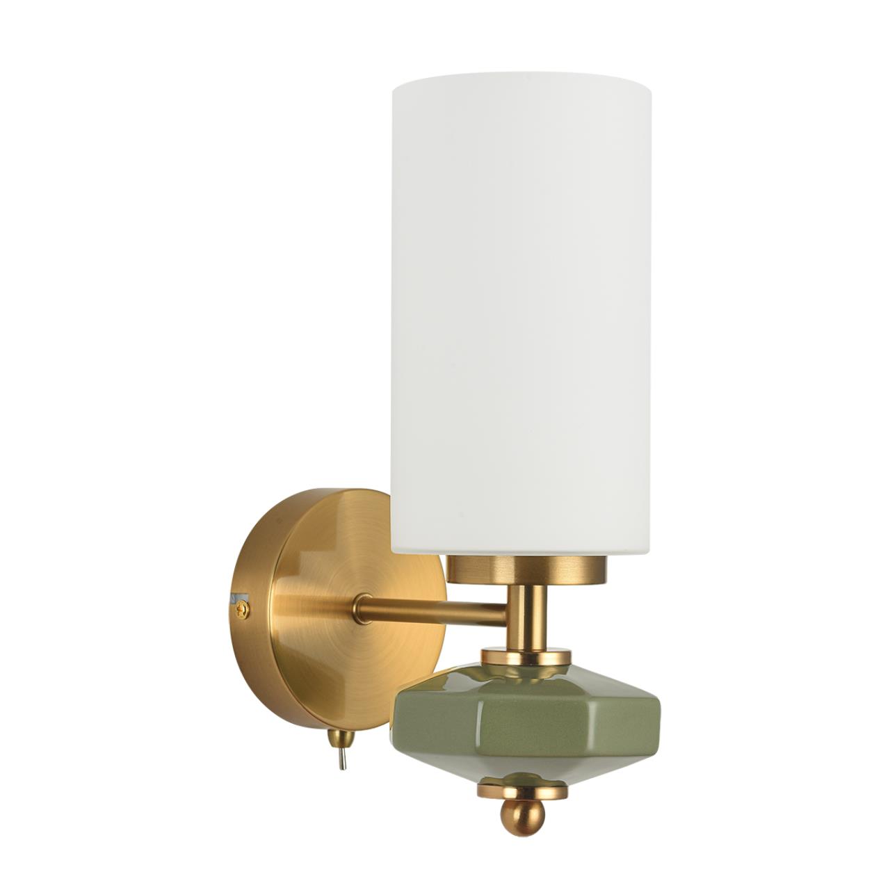 Lumion 8427/1W MODERNI LN27 175 латунь/белый/зеленый, металл/керамика/стекло Бра E27 60W 220V MILA — главное фото товара