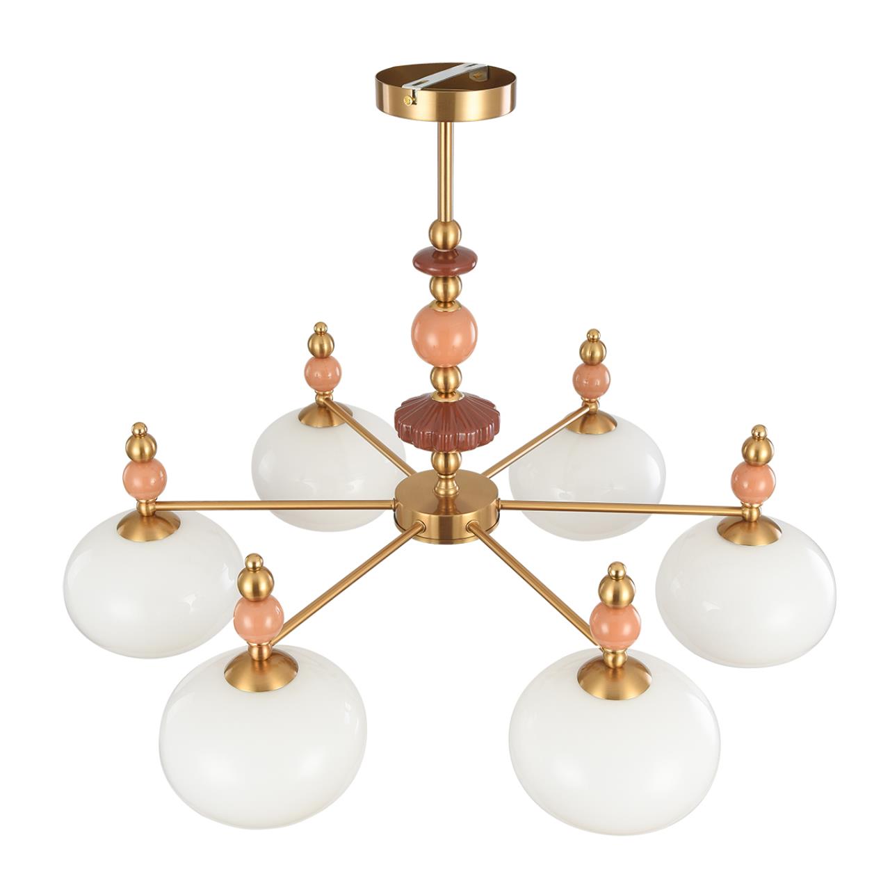 Lumion 8425/6C MODERNI LN27 170 бронза/белый/бежевый/коричневый, металл/керамика/стекло Люстра потолочная E27 6*60W 220V PICCOLO — главное фото товара