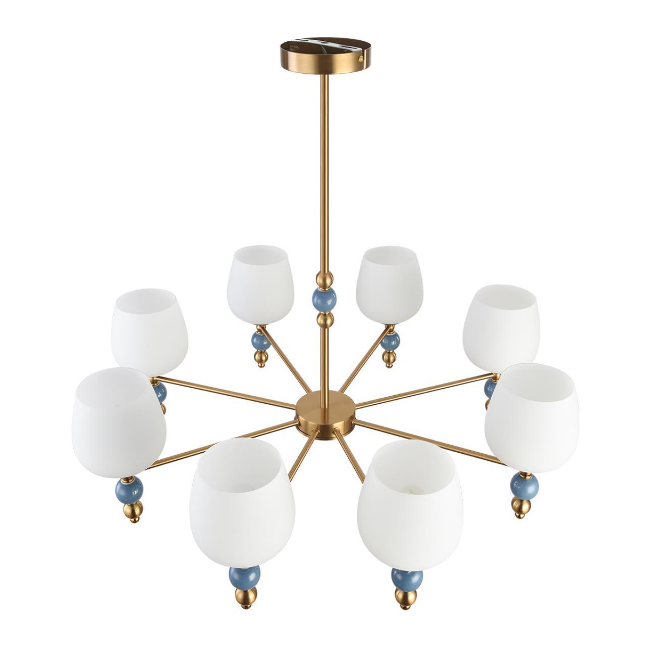Lumion 8426/8C MODERNI LN27 173 бронза/белый/синий, металл/керамика/стекло Люстра потолочная E27 8*60W 220V LOLITA — главное фото товара