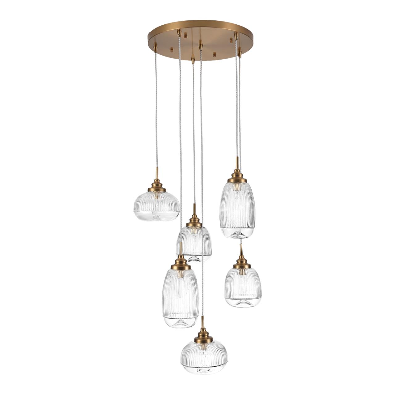 Lumion 8439/6 MODERNI LN27 378 латунь/прозрачный металл/стекло Подвесная люстра E14 6*40W 220V DEA — главное фото товара
