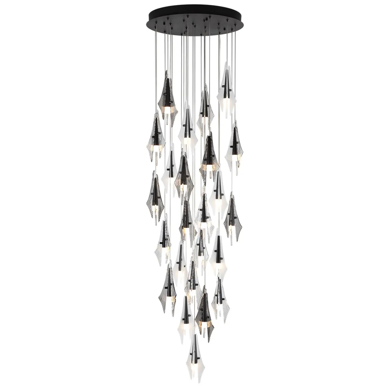 Odeon Light 5442/137L L-VISION ODL_EX26 059 черный/бел.матовый/прозрачн./дымчатый/металл/стекло Люстра каскадная LED*137W (24*5.70W) 3000K 11620Лм AFALINA — главное фото товара