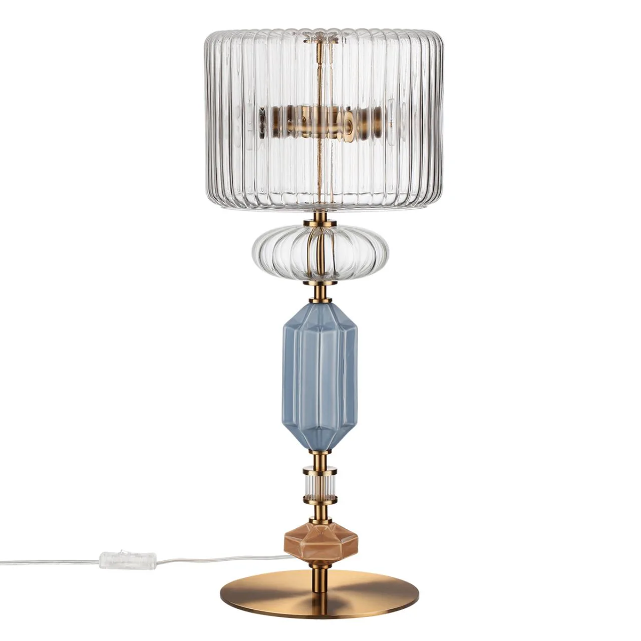 Odeon Light 5414/2TA MODERN ODL_EX26 023 античная бронза/терракот/синий/металл/керамика Настольная лампа E14 2*40W TERRA — главное фото товара