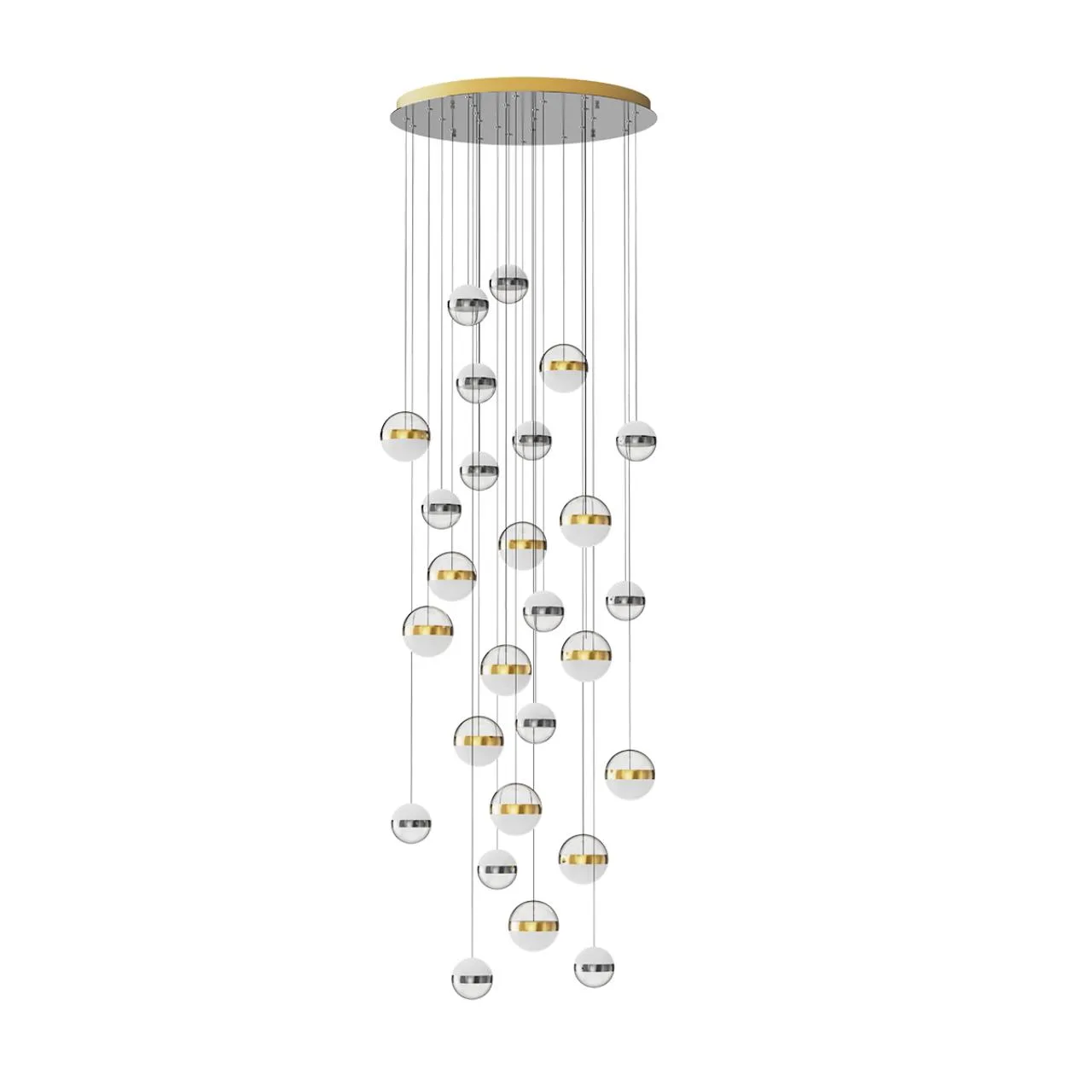 Odeon Light 5037/232L L-VISION ODL24 000 ант.бронза/никель/прозрачн/молочный/металл/акрил Люстра каскадная LED 232W 4000K 11250лм RONI — главное фото товара