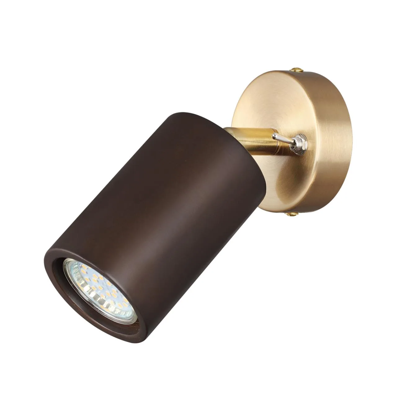 Odeon Light 7062/1W MINIMA ODL25 217 Настенный светильник темное дерево/металл с выкл. IP20 GU10 LED 7W 220V CAUCHO — главное фото товара