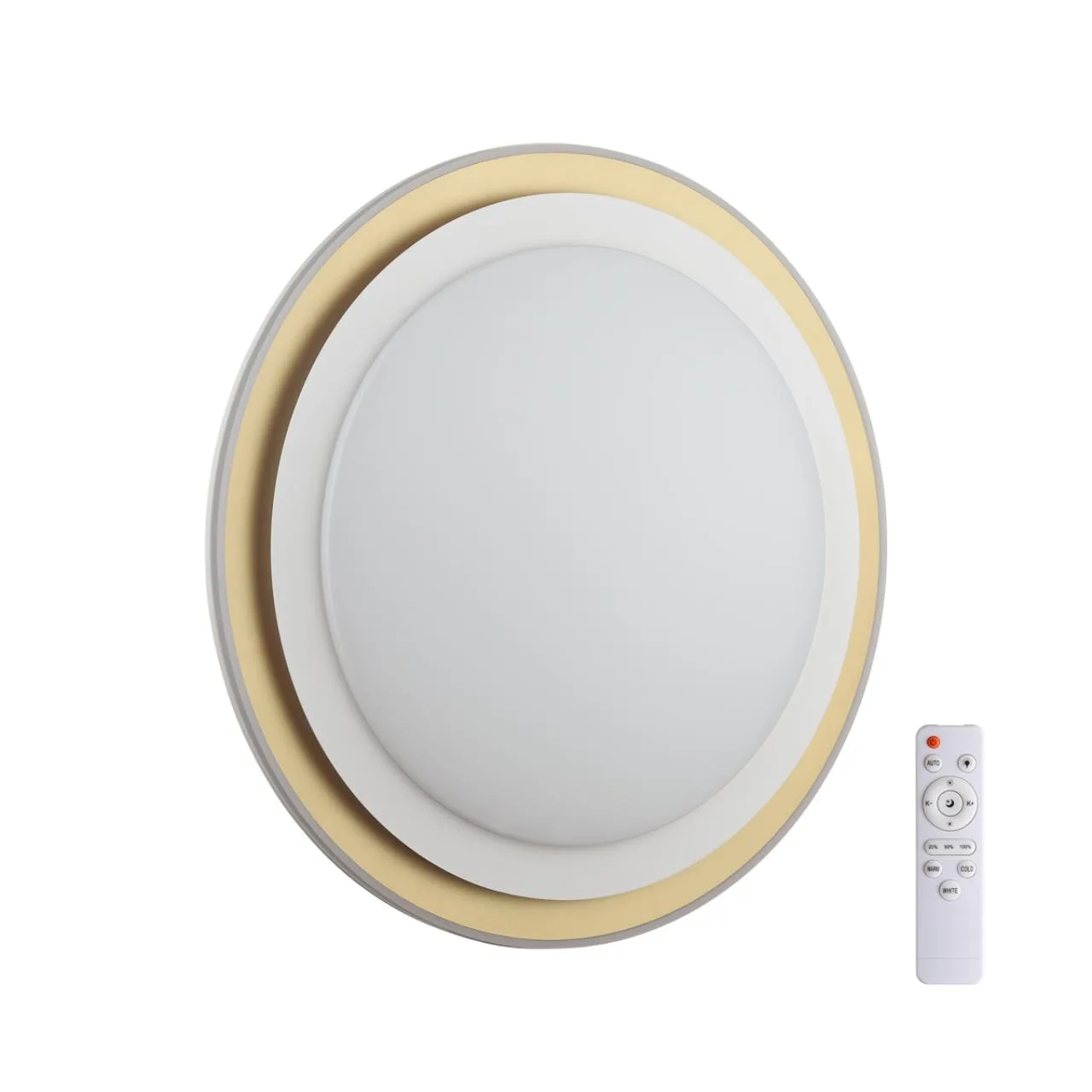 СОНЕКС 7630/EL PALE SN 000 Светильник пластик/белый/золотистый LED 72Вт с ДУ 3000-6300К D510 IP43 пульт ДУ SETTA — главное фото товара