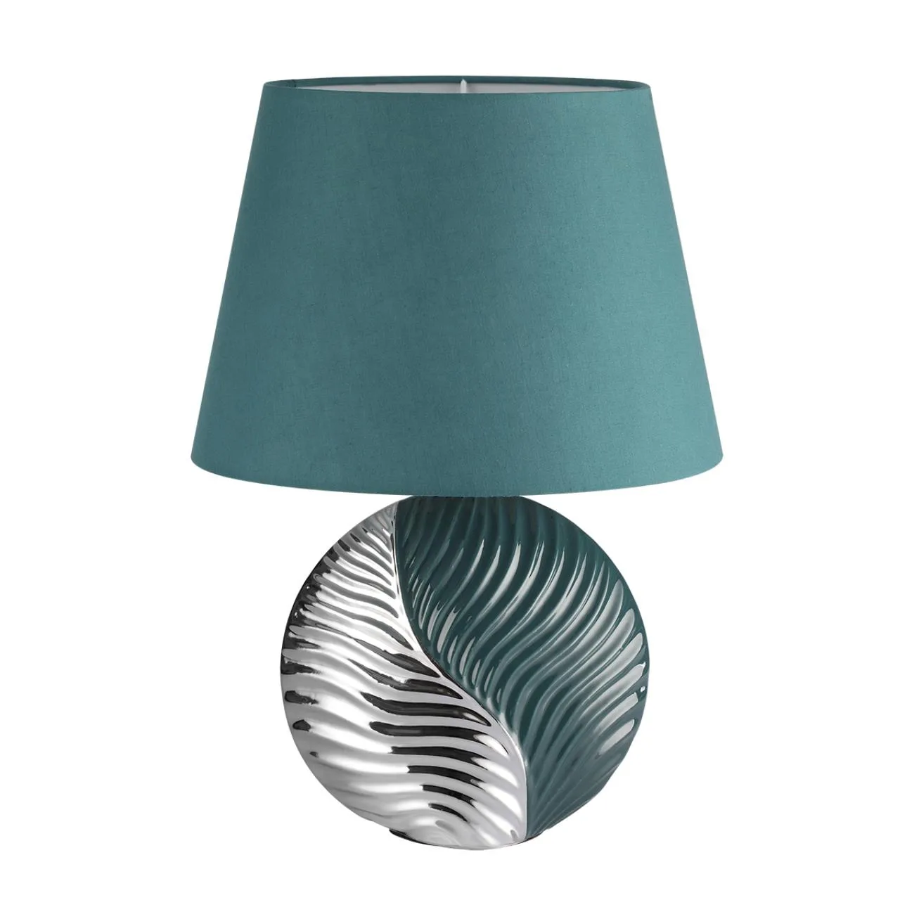 Lumion 8140/1T MODERNI LN26 491 бирюзовый/серебро, керамика/текстиль Настольная лампа Е27 1*60W 220V TAPALA — главное фото товара