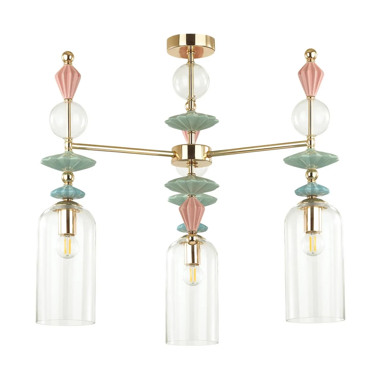 Odeon Light 4855/3C CLASSIC ODL_EX21 135 золото/разноцветн./керамика/стекло Люстра потолочная E14 3*40W BIZET — главное фото товара