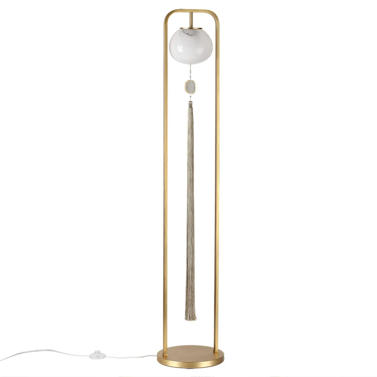 Odeon Light 5432/1F MODERN ODL_EX25 089 золотой(под латунь)/стекло/кисточка/агат Торшер E14 1*40W FIOLENT — главное фото товара