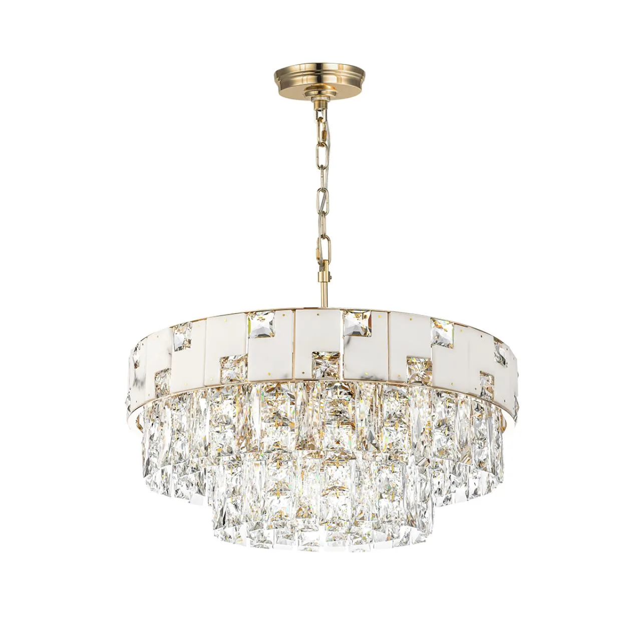 Odeon Light 5076/11 HALL (В 2-х КОРОБКАХ) ODL24 599 золото/прозрачный/белый/металл/хрусталь/алебастр Люстра E14 11*40W CHESSI — главное фото товара