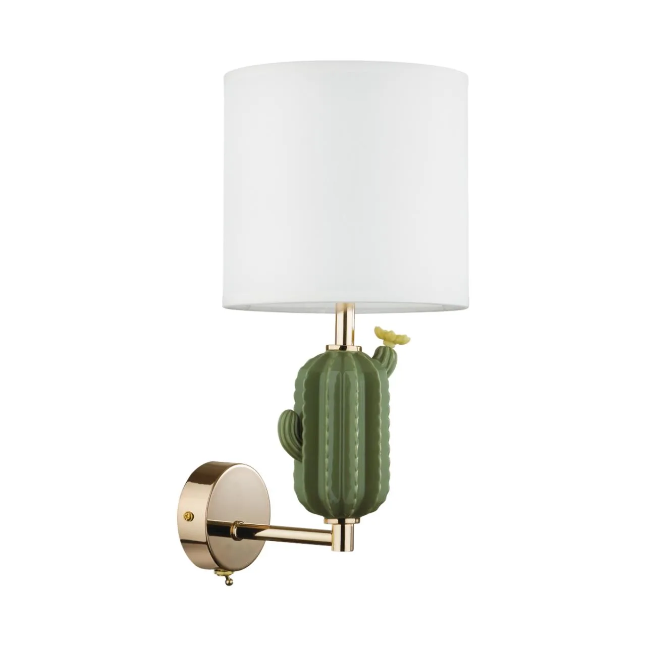 Odeon Light 5425/1W MODERN ODL_EX24 099 золотой/зеленый/белый/металл/керамика/ткань Бра E14 1*40W CACTUS — главное фото товара
