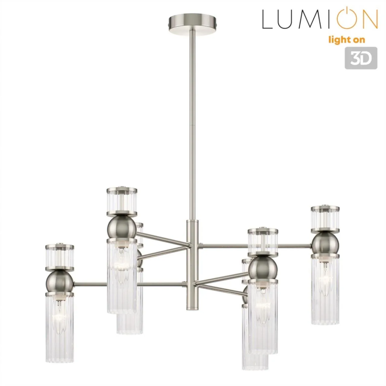 Lumion 8277/6 MODERNI LN26 164 сатин никель/прозрачный, металл/стекло Люстра Е14 6*40W 220V DENVER — главное фото товара