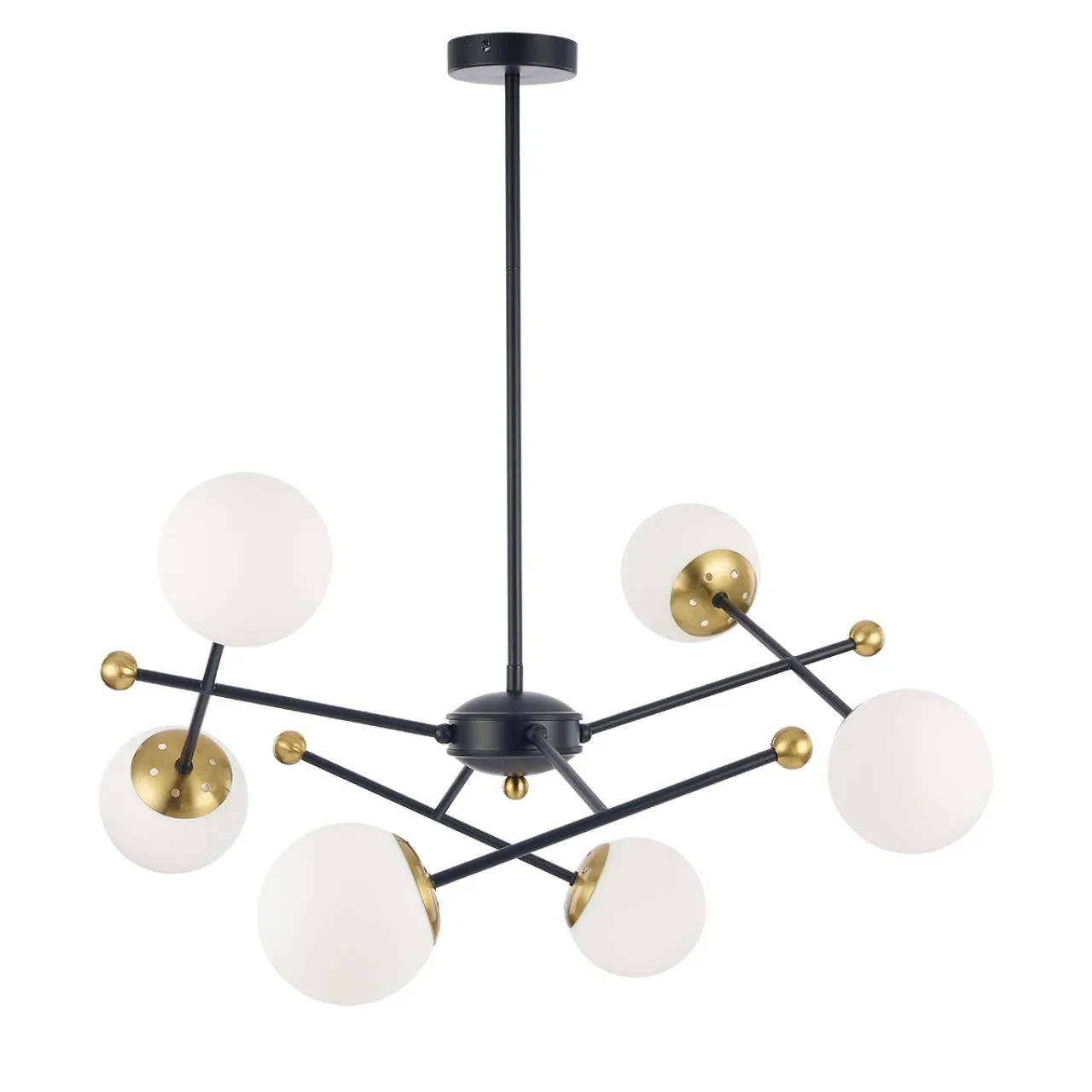 Lumion 6581/6 MODERNI LN26 174 черный, золотой/белый металл /стекло Люстра потолочная E14 6*40W 220V MELODY — главное фото товара