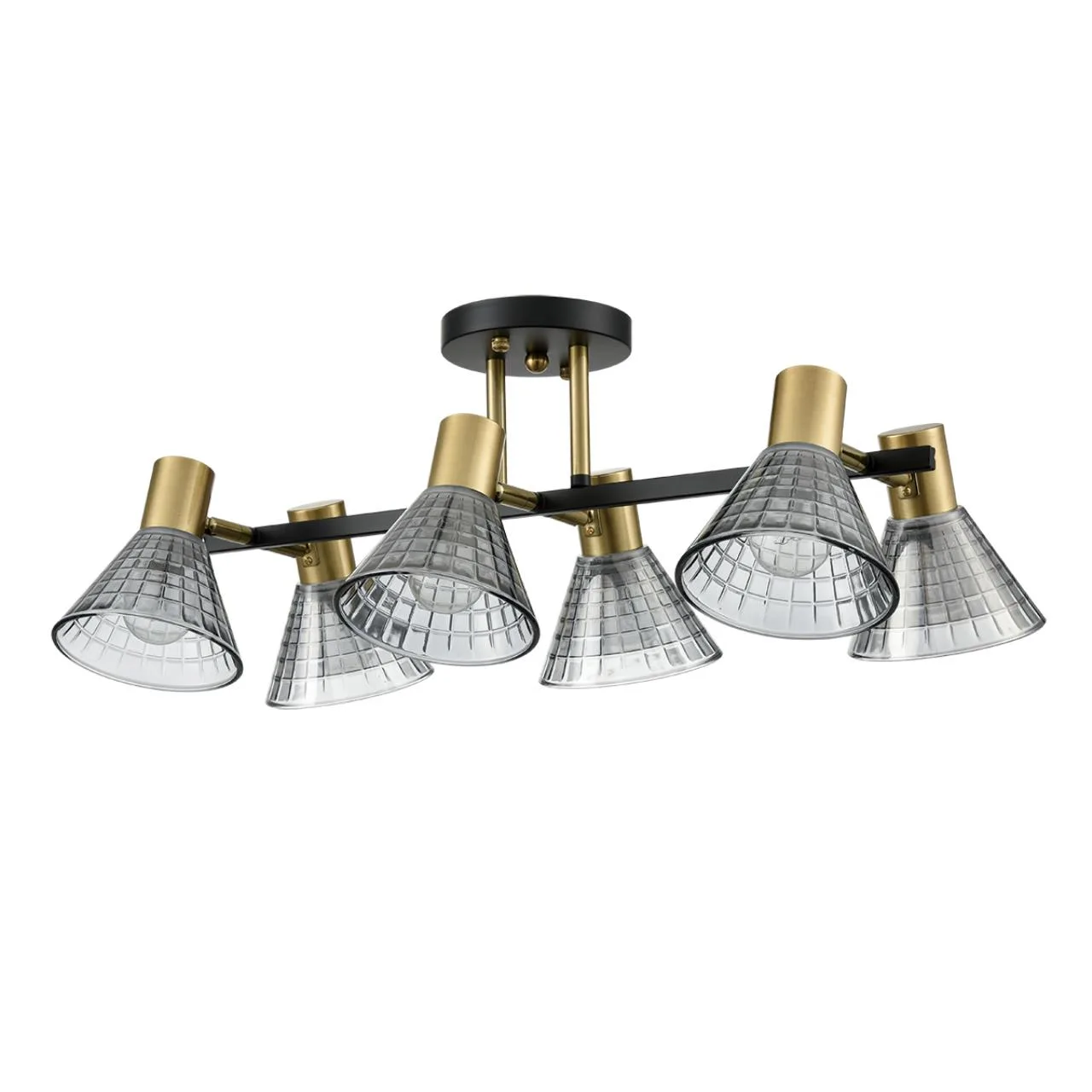 Lumion 8044/6C MODERNI LN26 220 черный, латунь/дымчатый металл/стекло Люстра потолочная Е14 6*40W 220V ANRIYA — главное фото товара