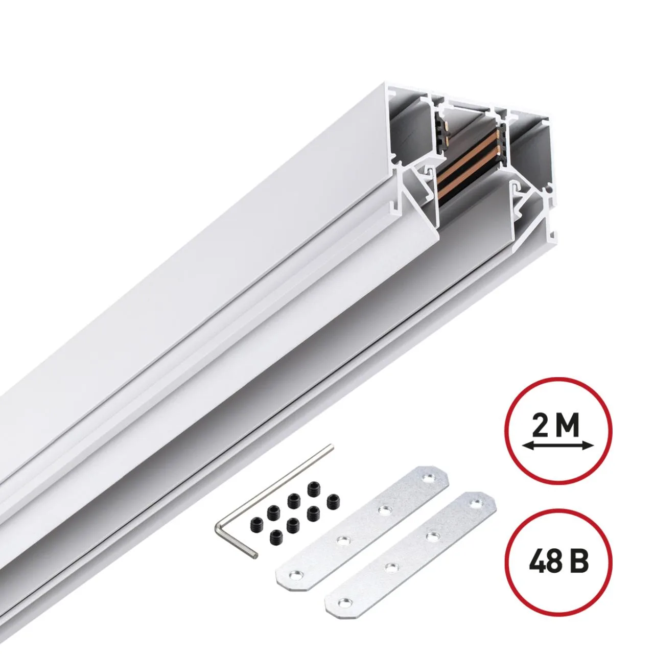 Novotech 135241Y УЦЕНКА(НЕВОЗВРАТНЫЙ ТОВАР) SHINO NT24 123 белый Низковольтный шинопровод для монтажа в натяжной потолок 2м IP20 48V FLUM — главное фото товара