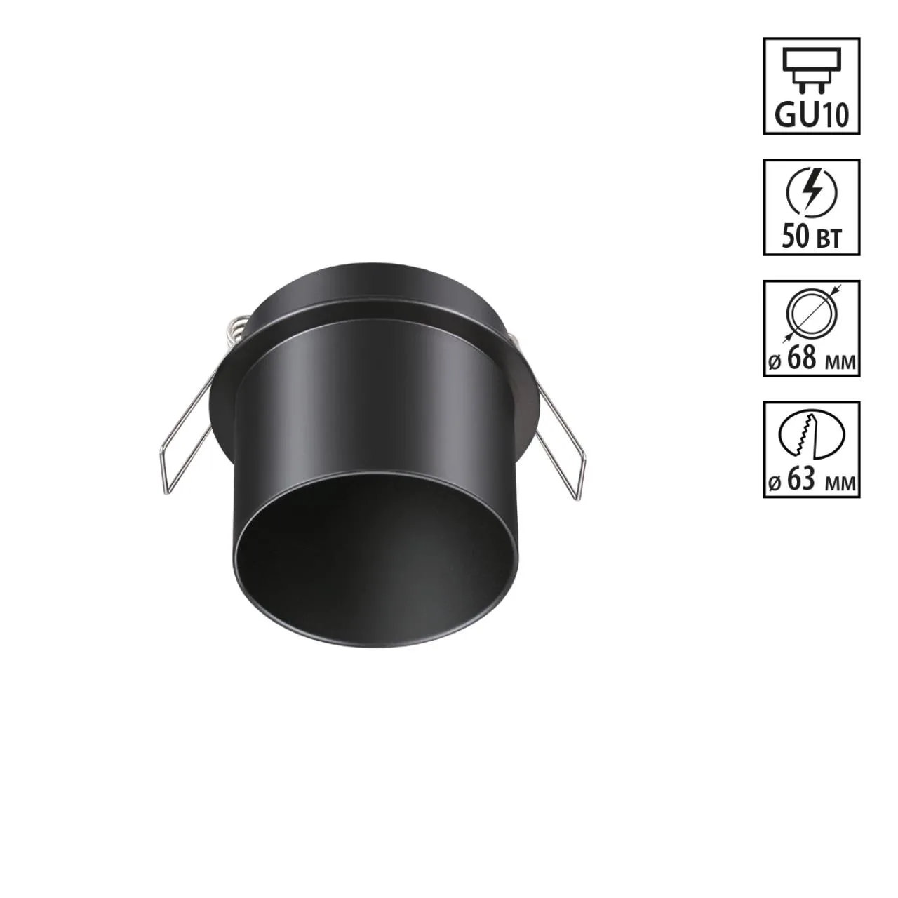 Novotech 370935 SPOT NT22 514 черный Встраиваемый светильник IP20 GU10 50W 220V BUTT — главное фото товара