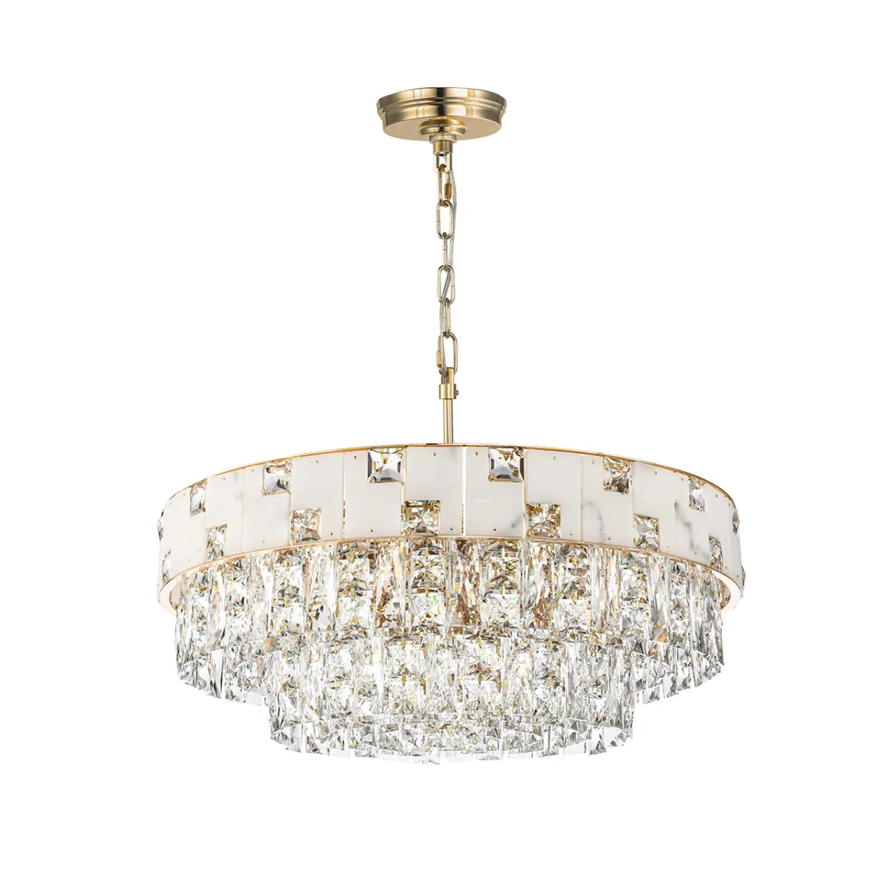 Odeon Light 5076/12 HALL (В 2-х КОРОБКАХ) ODL24 599 золото/прозрачный/белый/металл/хрусталь/алебастр Люстра E14 12*40W CHESSI — главное фото товара