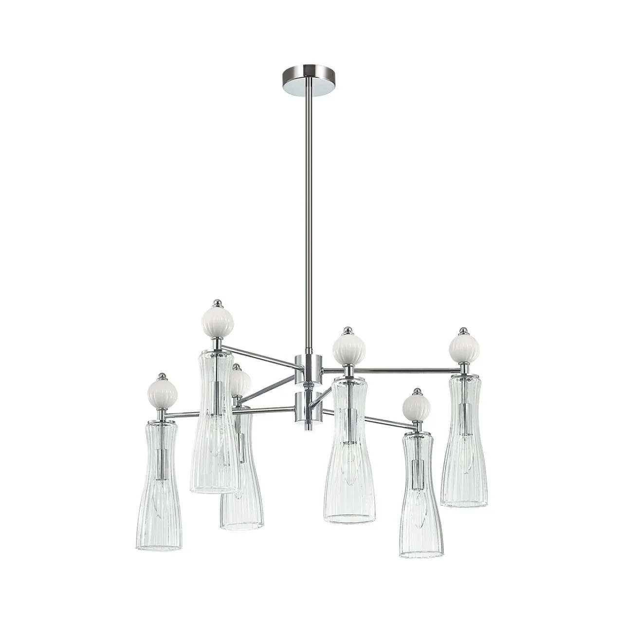 Lumion 8268/6 NEOCLASSI LN26 160 хром/белый/прозрачный, металл/керамика/стекло Люстра Е14 6*40W 220V EMILY — главное фото товара