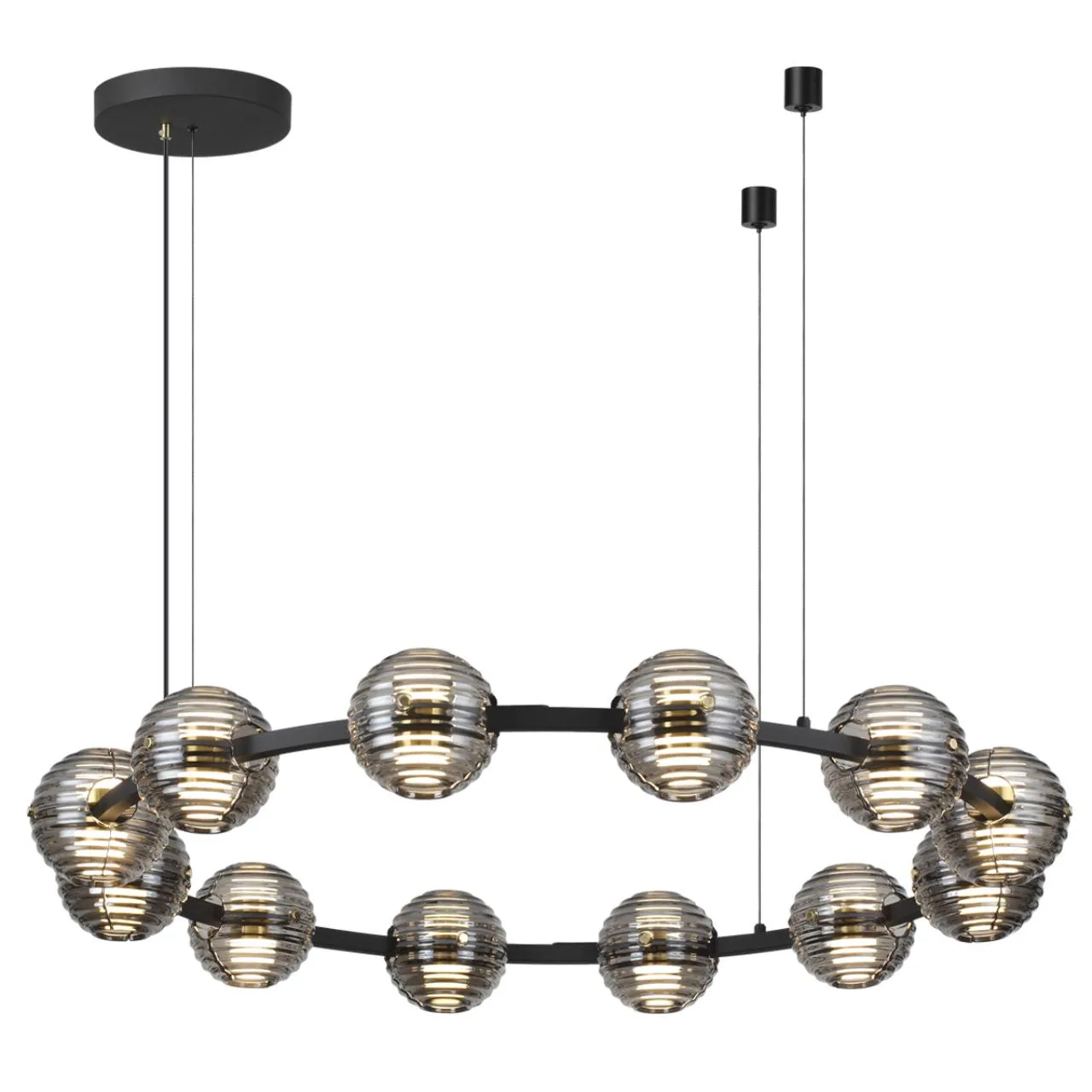 Odeon Light 5041/120L L-VISION ODL24 533 черн./золото/дымчатый/металл/стеко Люстра LED 120W 4000К 9364Лм TRONI — главное фото товара