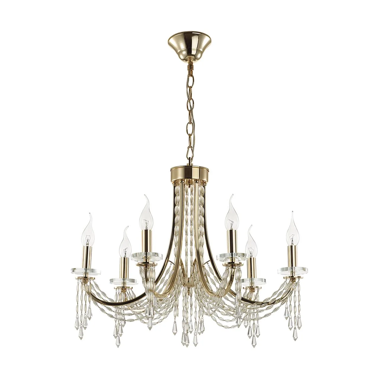 Odeon Light 5063/6 CLASSIC ODL24 625 золото/прозрачный/металл/хрусталь Люстра E14 6*40W CAPEL — главное фото товара