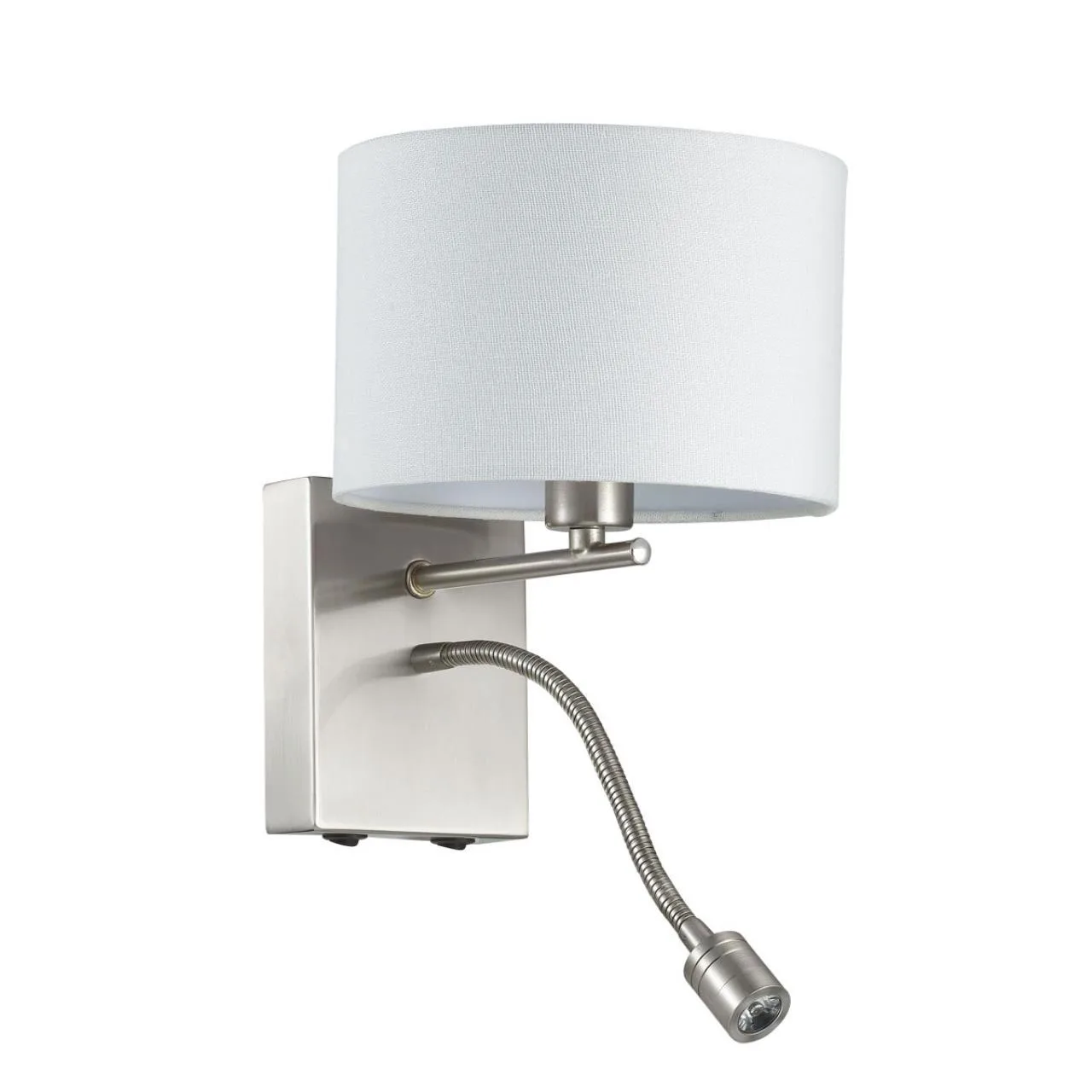 Lumion 3745/1A MODERNI LN26 525 никель/белый, металл/текстиль Бра E14 40W + LED 3W 4000K 220V NIKKI — главное фото товара