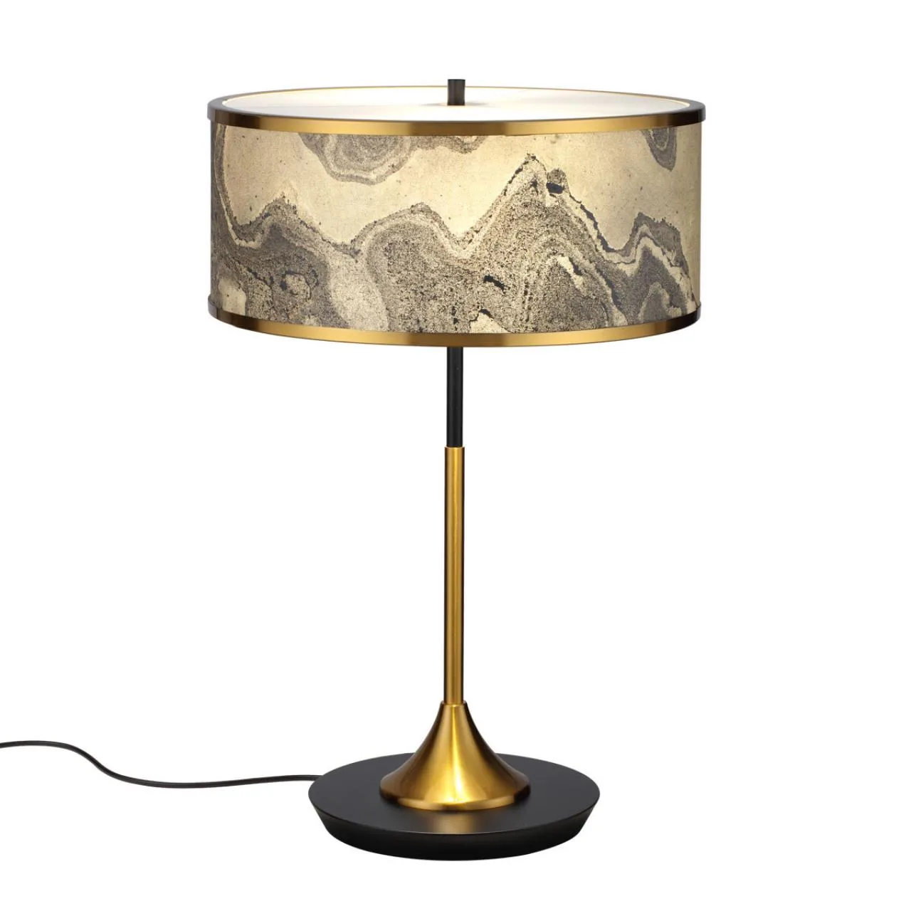 Odeon Light 5064/2T MODERN (В 2-х КОРОБКАХ) ODL24 203 античн.бронза/серо-беж./металл/натур.камен."шпон" Настольная лампа E27 LED 2*10W BERGI — главное фото товара