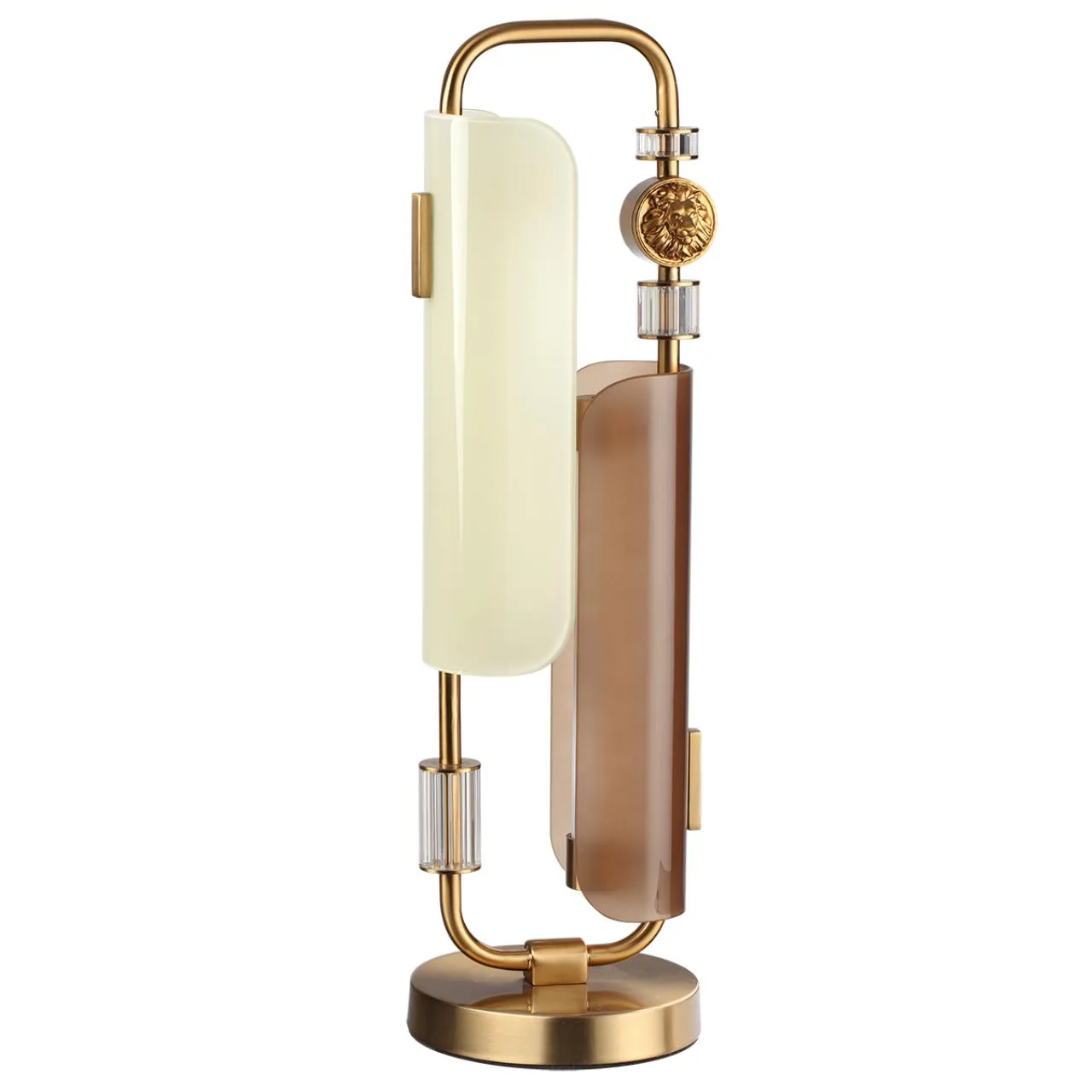 Odeon Light 5467/10TL MODERN ODL_EX26 049 белый/коричневый/античная бронза/металл/стекло/декор металл Настольная лампа LED 10W (5W*2) 2700K LION — главное фото товара