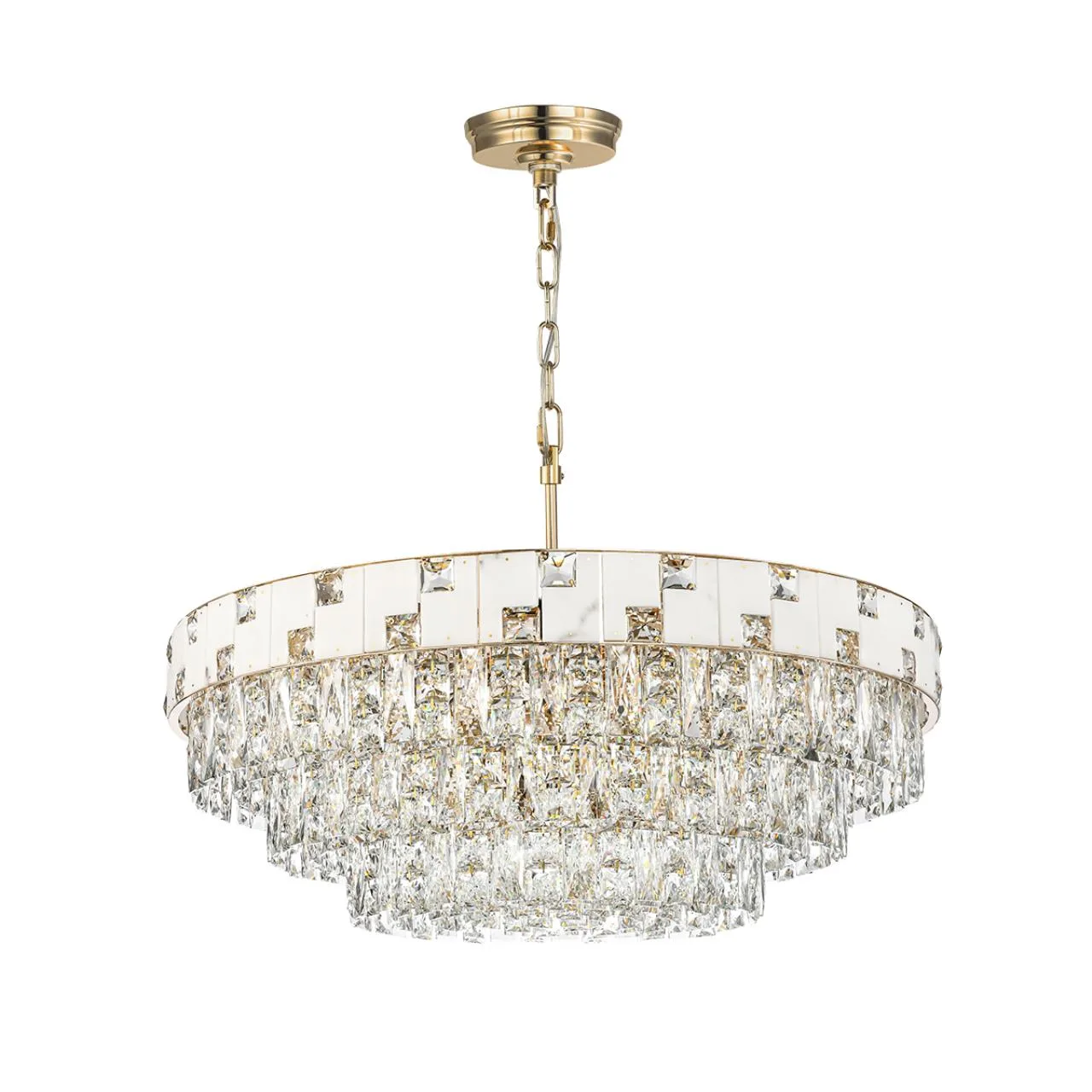 Odeon Light 5076/21 HALL (В 2-х КОРОБКАХ) ODL24 599 золото/прозрачный/белый/металл/хрусталь/алебастр Люстра E14 21*40W CHESSI — главное фото товара