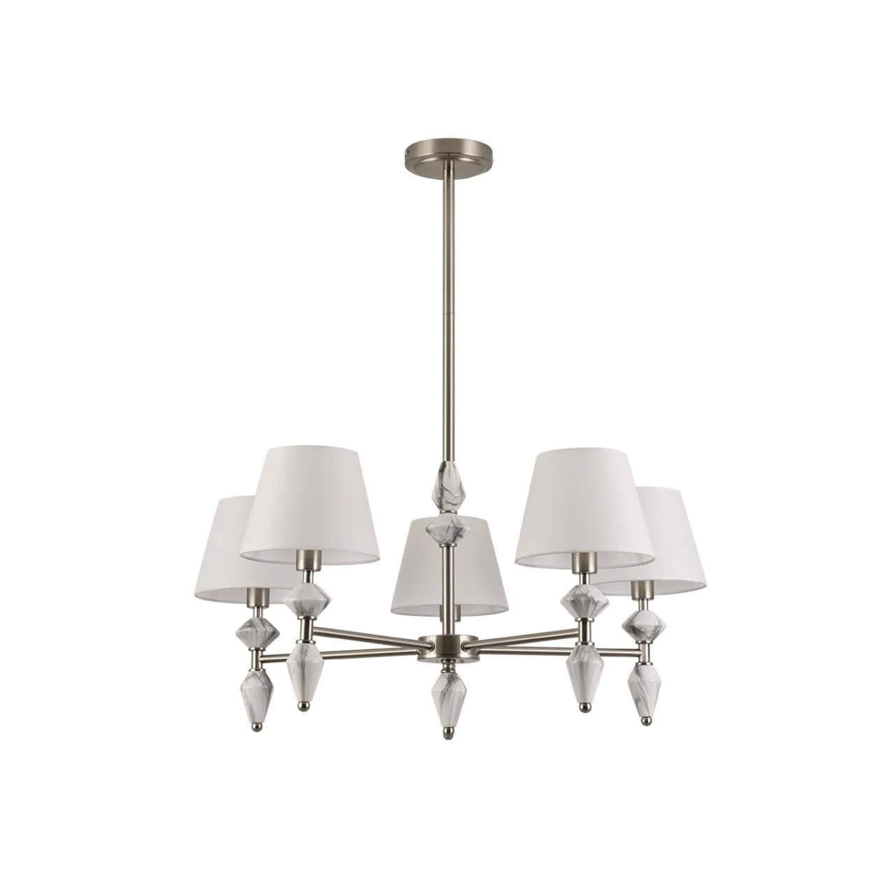 Lumion 8274/5 CLASSI LN26 044 никель/белый/серый, металл/керамика/ткань Люстра Е14 5*40W 220V VERMONT — главное фото товара