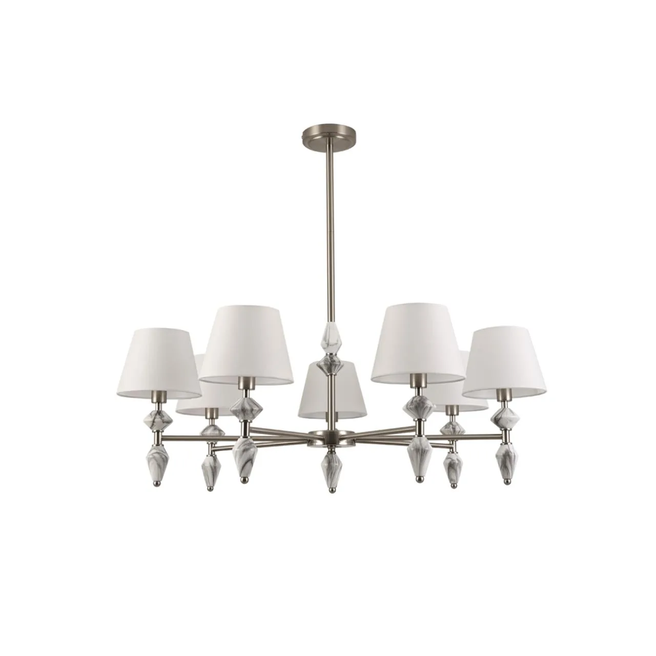 Lumion 8274/7 CLASSI LN26 045 никель/белый/серый, металл/керамика/ткань Люстра Е14 7*40W 220V VERMONT — главное фото товара