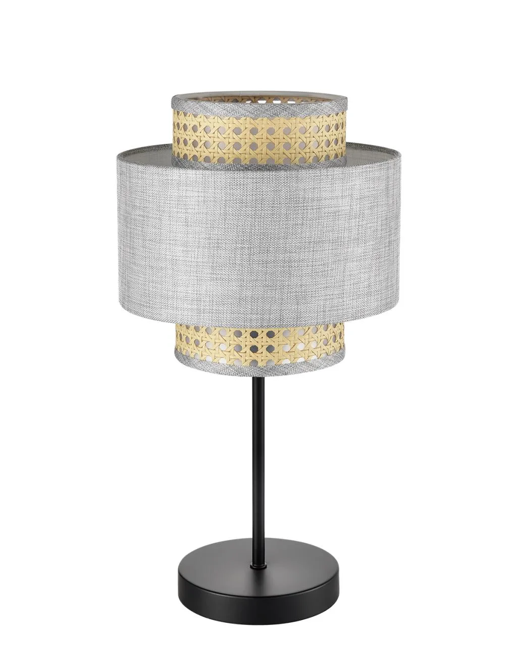 Lumion 8043/1T MODERNI LN26 338 черный/серый/бежевый, металл/текстиль/ротанг Настольная лампа Е27 1*60W 220V LAUNA — главное фото товара