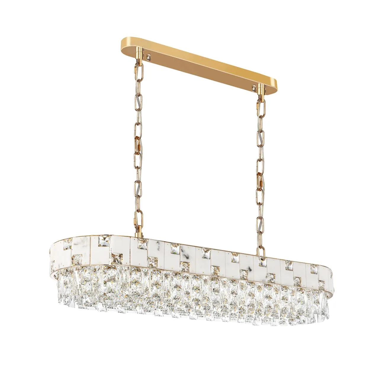 Odeon Light 5076/10 HALL (В 2-х КОРОБКАХ) ODL24 599 золото/прозрачный/белый/металл/хрусталь/алебастр Люстра E14 10*40W CHESSI — главное фото товара