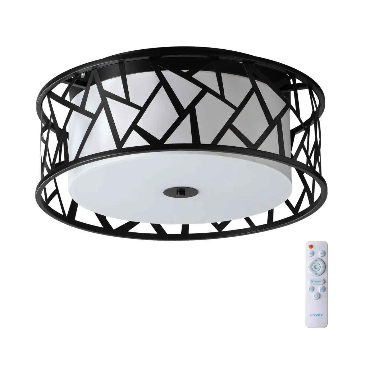 СОНЕКС 7700/40L AVRA LED SN 596 Светильник металл/ткань/стекло/белый/черный LED 40Вт 3000-6000K D500 IP20 пульт ДУ FABIANA — главное фото товара
