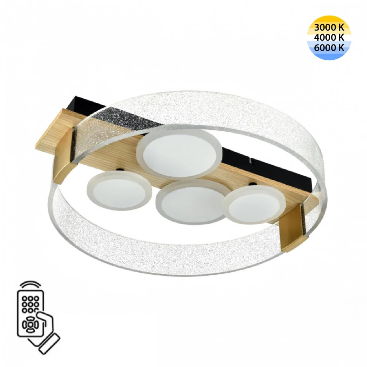 СОНЕКС 7742/40L MITRA LED SN 606 Светильник металл/акрил/МДФ/белый/под дерево/прозрачный/черный LED 40Вт 3000-6500К 470x420 IP20 пульт ДУ SPOTS — главное фото товара