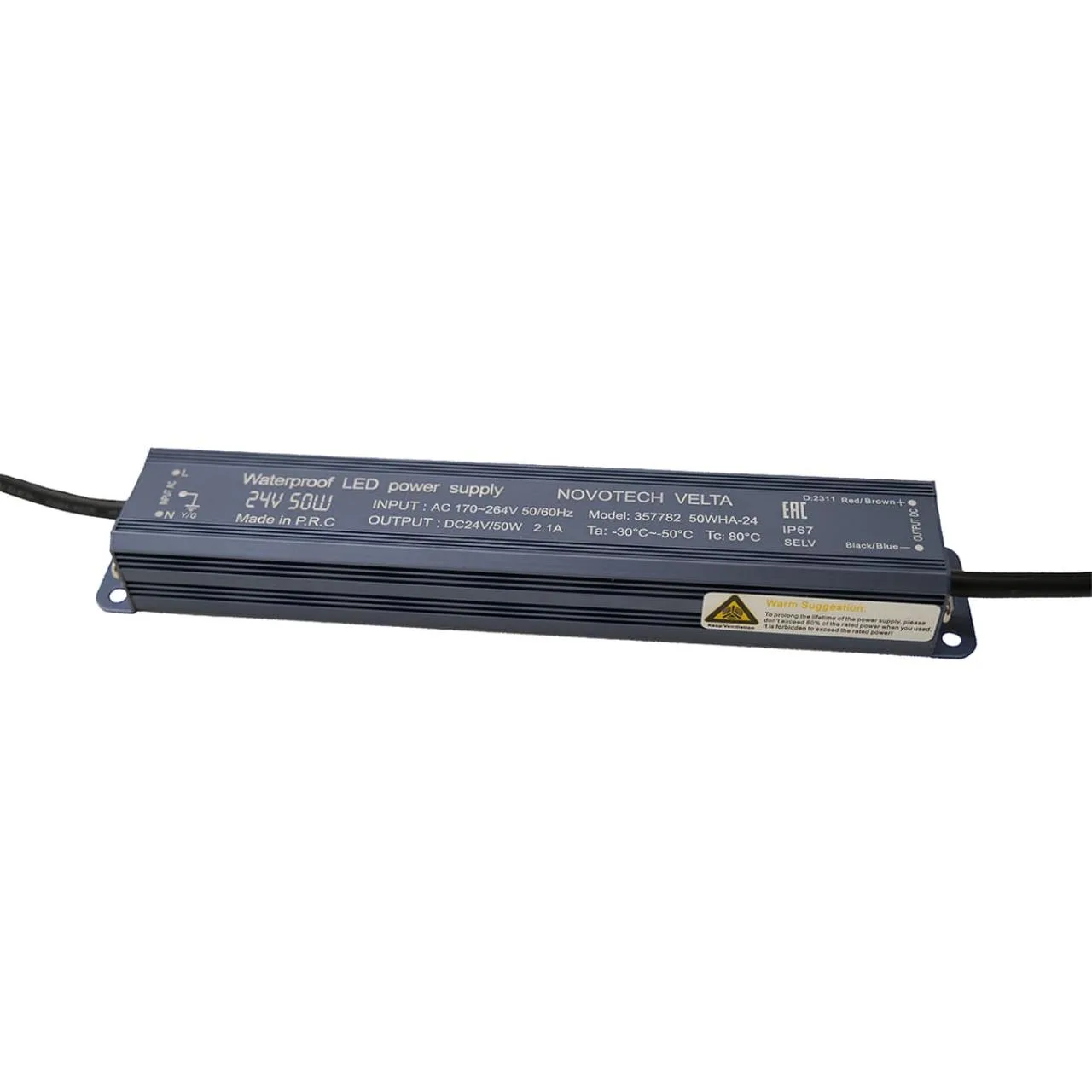 Novotech 357782 VELTA ODL25 657 Блок питания влагозащищенный IP67 50W 2.5A вход. напряжение 170-264V / выход 24V (от 5 до 10 св-в линий линий INGRO, WALD и CAN — главное фото товара