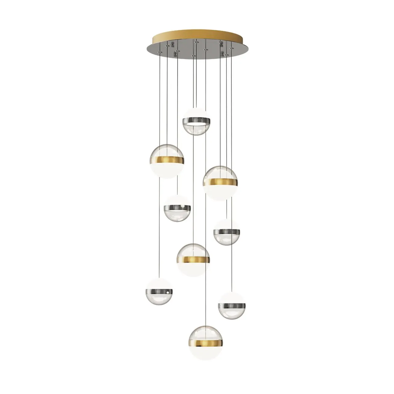 Odeon Light 5037/84L L-VISION ODL24 000 ант.бронза/никель/прозрачн/молочный/металл/акрил Люстра каскадная LED 84W 4000K 4800лм RONI — главное фото товара