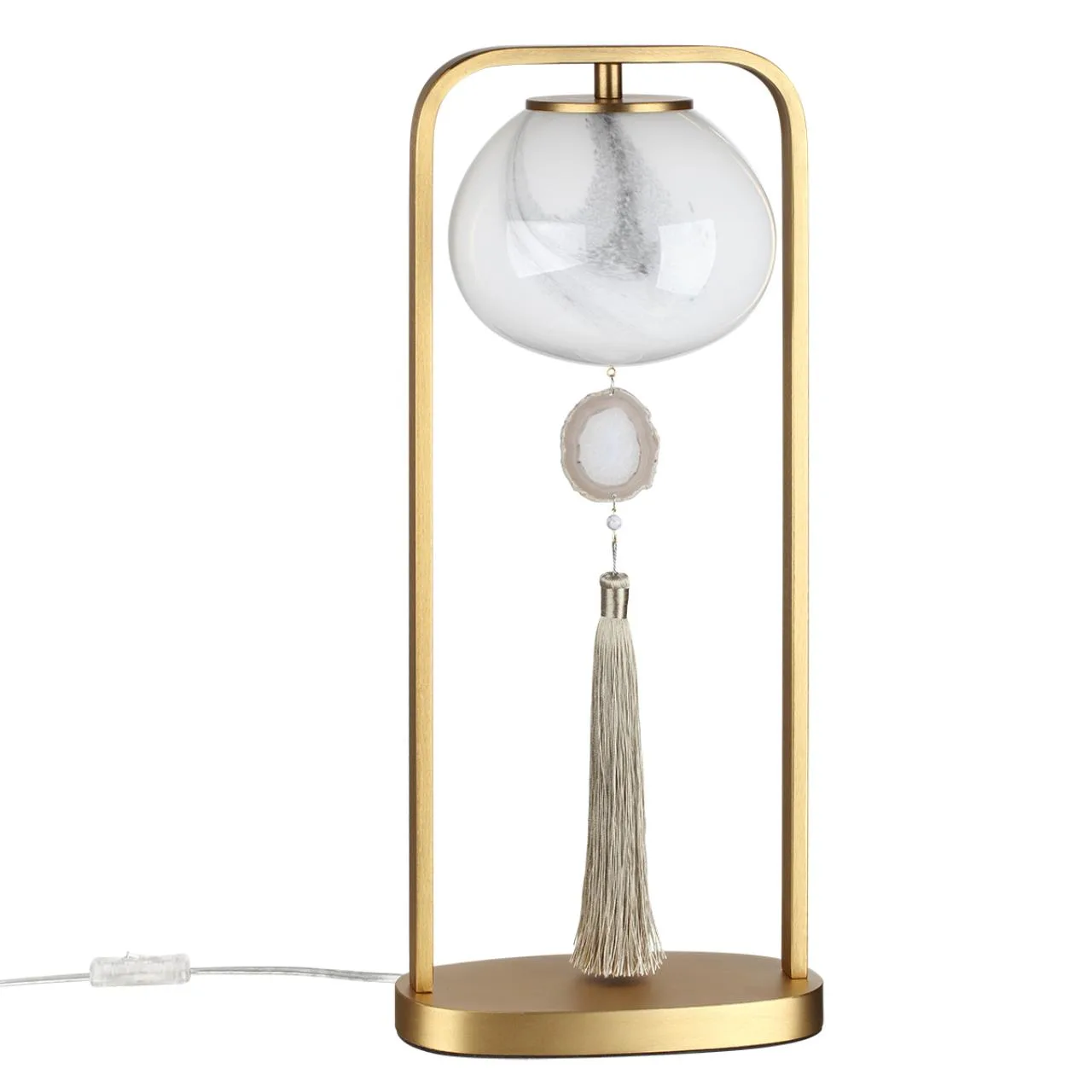 Odeon Light 5432/1T MODERN ODL_EX26 089 золотой(под латунь)/стекло/кисточка/агат Настольная лампа E14 1*40W FIOLENT — главное фото товара